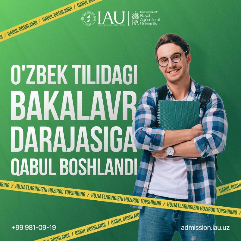 Endilikda siz Buyuk Britaniya ta'lim tizimiga asoslangan qishloq xo'jaligidagi eng ilg'or bilimlarni Xalqaro qishloq xo‘jalik universitetining o‘zbek va rus tillarida o‘zlashtirish imkoniyatiga…